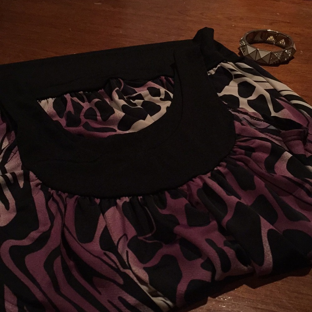 Candy Rain Y2K Purple Animal Print Tunic Top Women’s Small - Picture 2 of 2